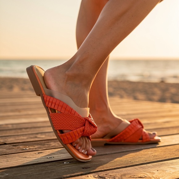 Nine West Olson 3 Slide Sandals Women’s Size 6 *Bright Orange* NEW With Box - Picture 11 of 13